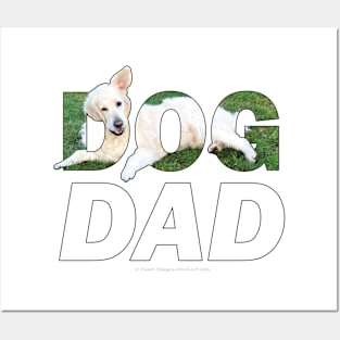 DOG DAD - white golden retriever oil painting word art Posters and Art